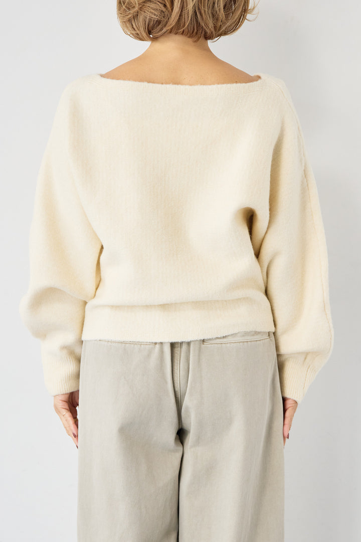 [SET]ふんわりシャギー ボートネックニットプルオーバー+裾レースキャミソール+ソフトツイル ニュアンスワイドデニム(3set)