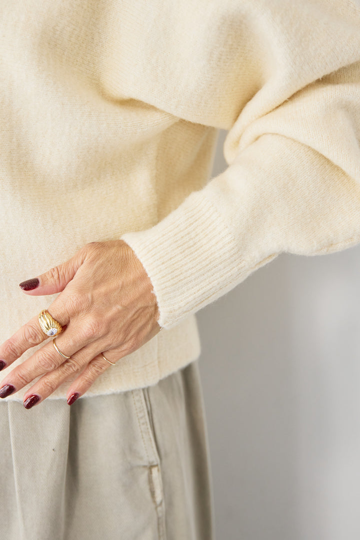 ふんわりシャギー ボートネックニットプルオーバー