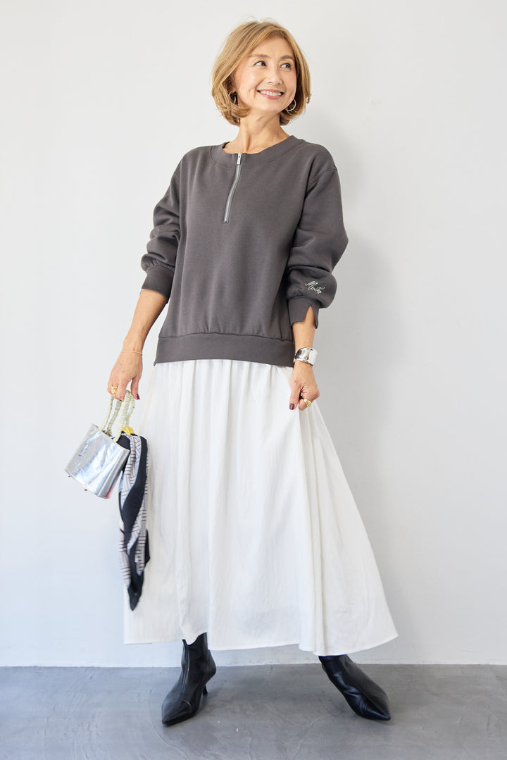 ハーフジップドッキングワンピース