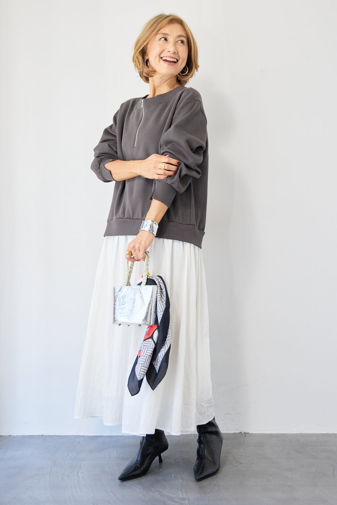 ハーフジップドッキングワンピース