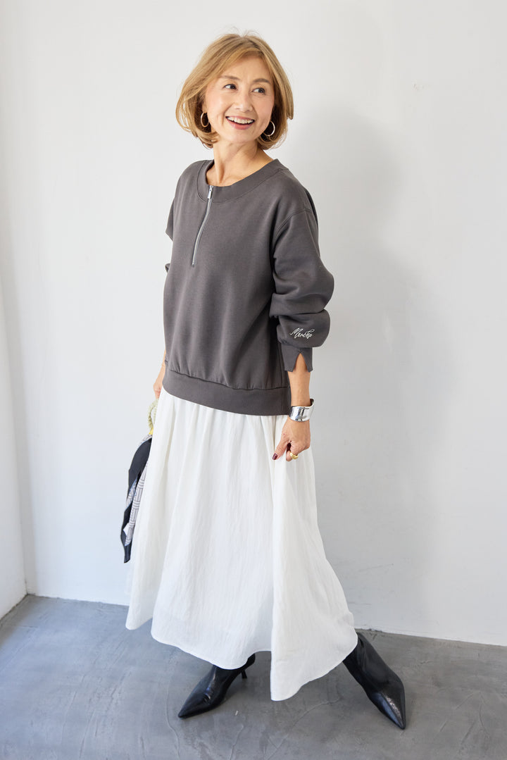 ハーフジップドッキングワンピース