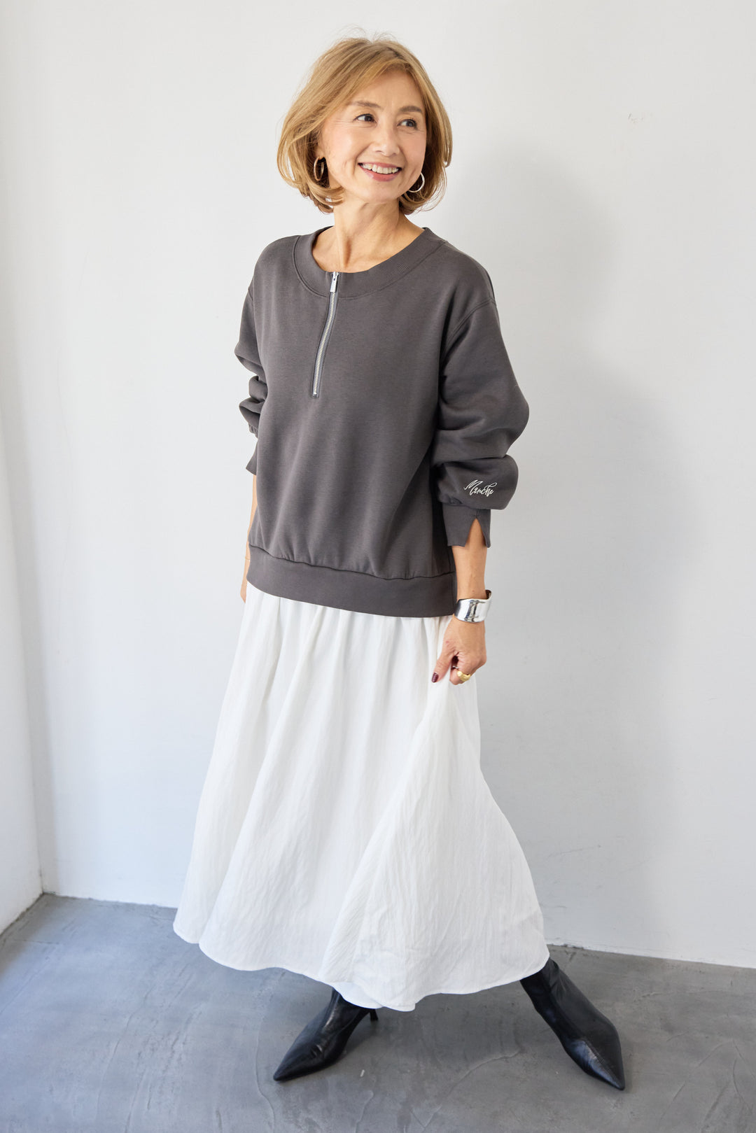 ハーフジップドッキングワンピース