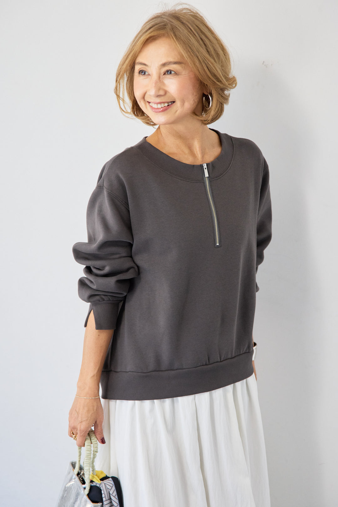 ハーフジップドッキングワンピース