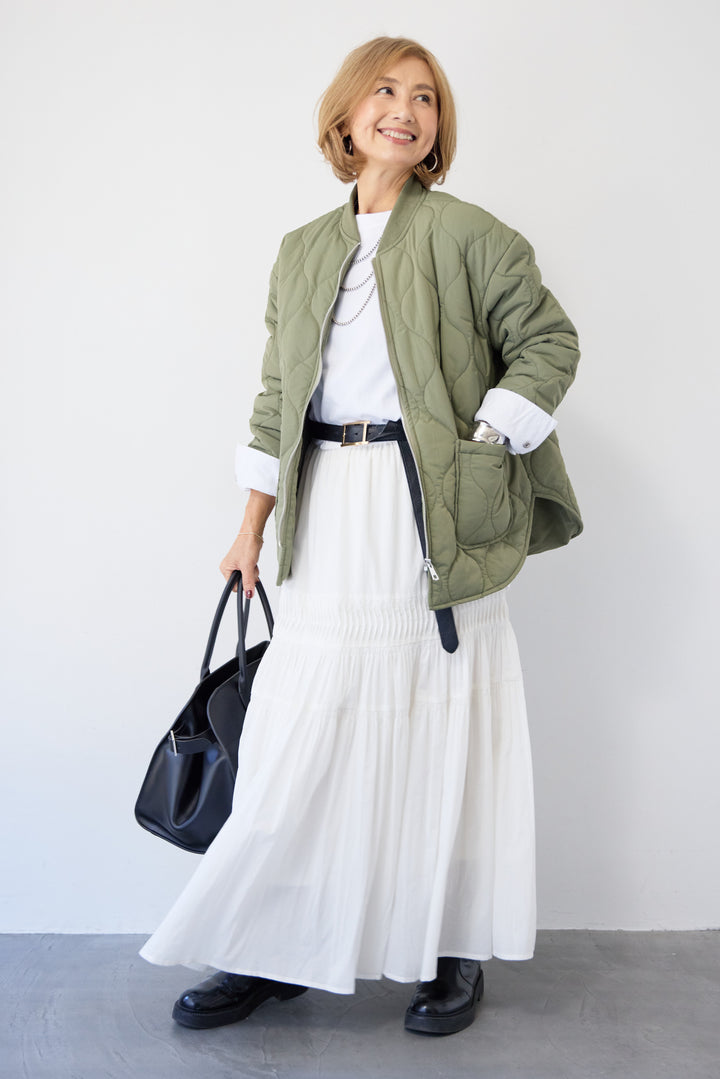 クラフトピンタック・マキシティアードスカート