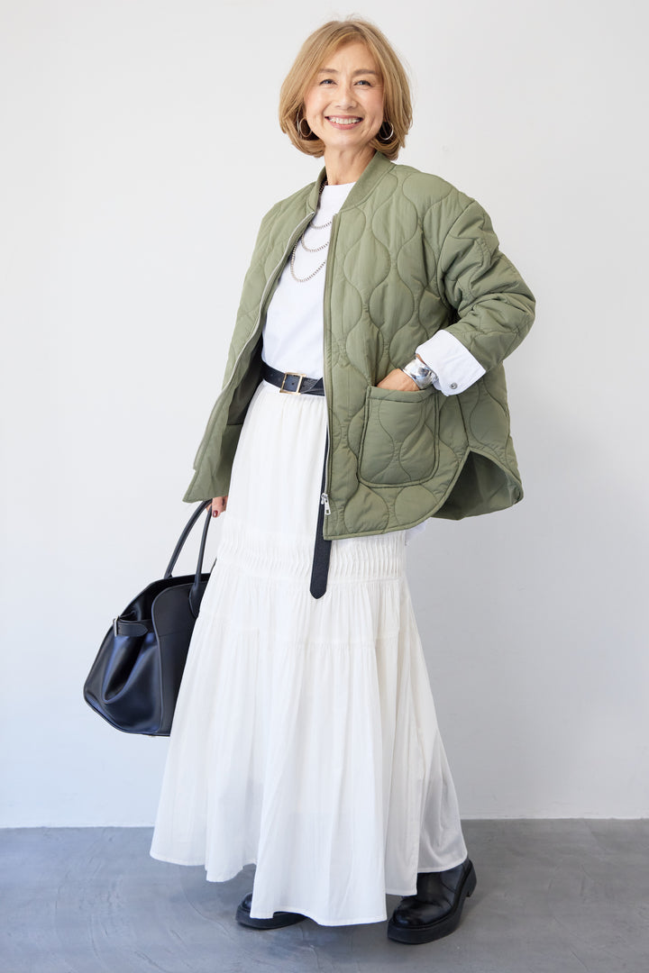 クラフトピンタック・マキシティアードスカート