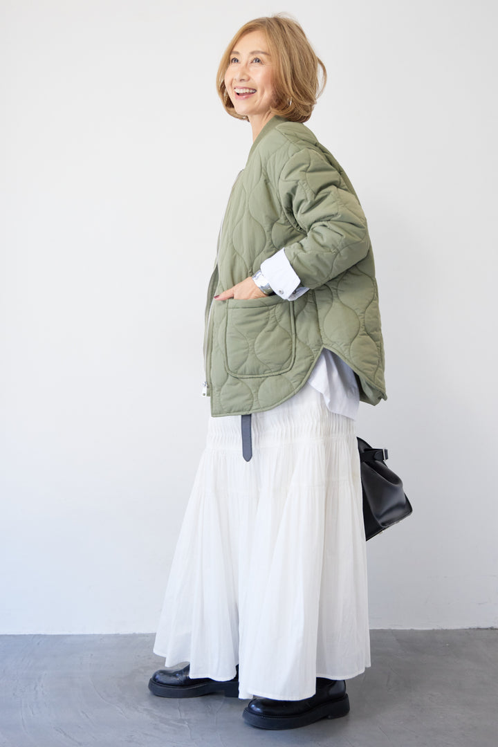 クラフトピンタック・マキシティアードスカート