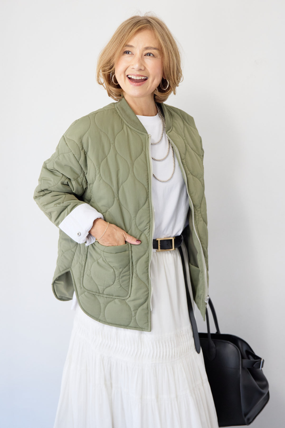 クラフトピンタック・マキシティアードスカート