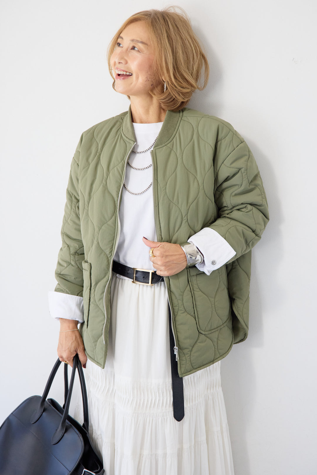 クラフトピンタック・マキシティアードスカート