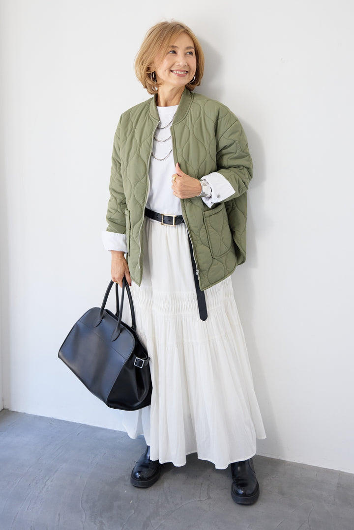 クラフトピンタック・マキシティアードスカート