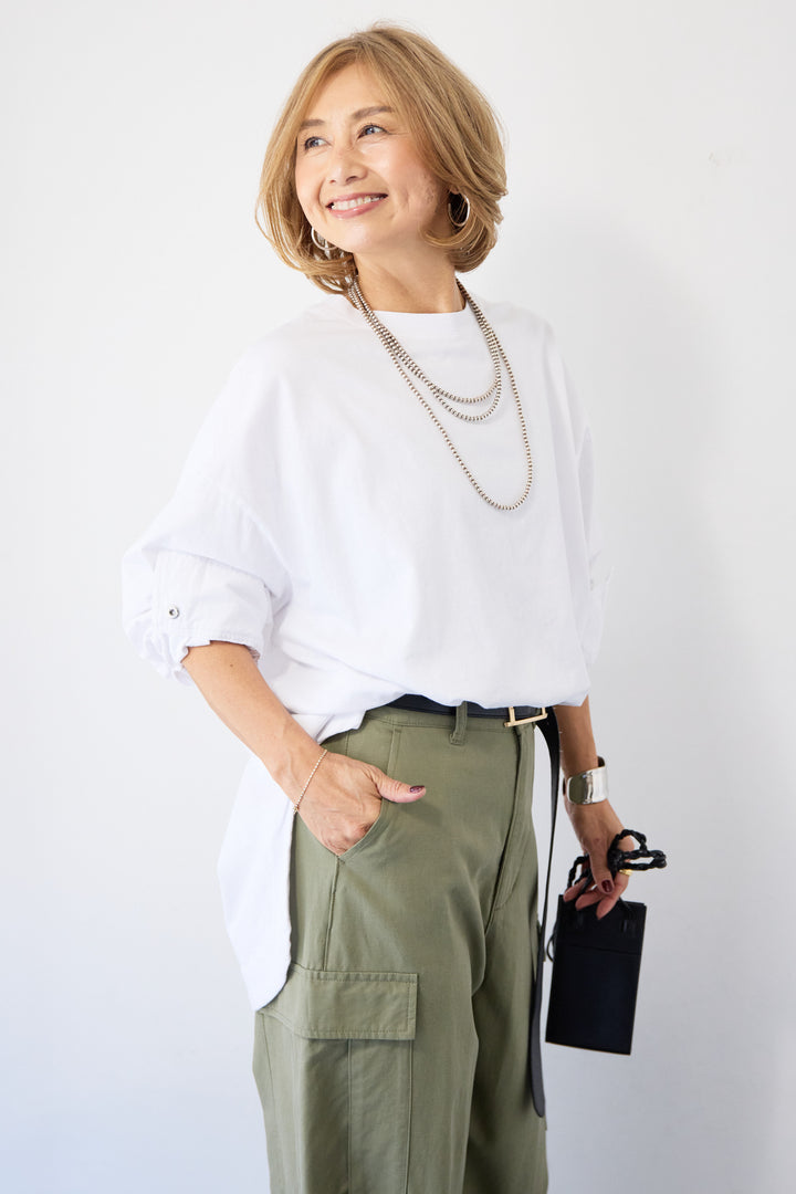 カフススリーブ・オーバーサイズ プルオーバーカットソー