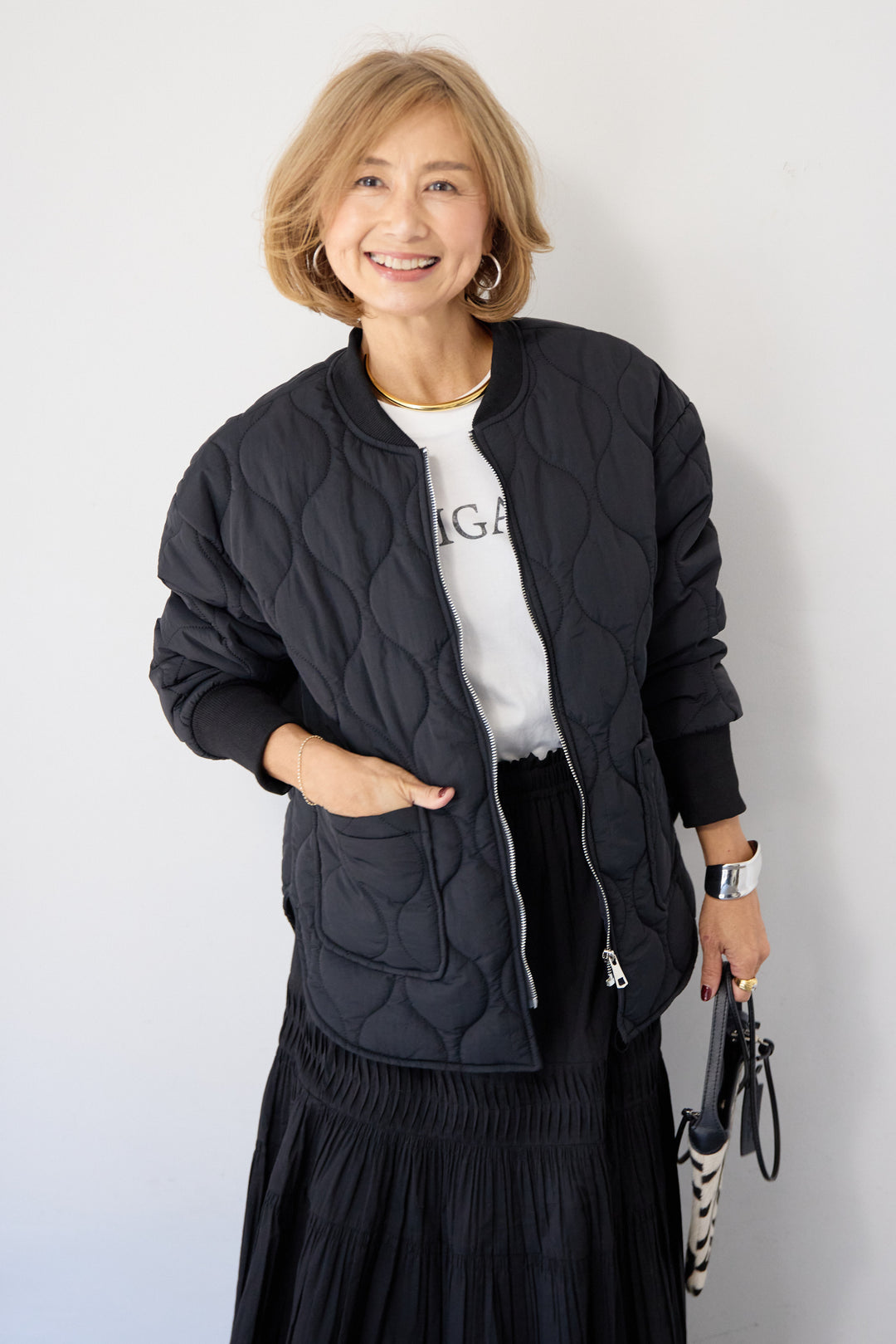 クラフトピンタック・マキシティアードスカート