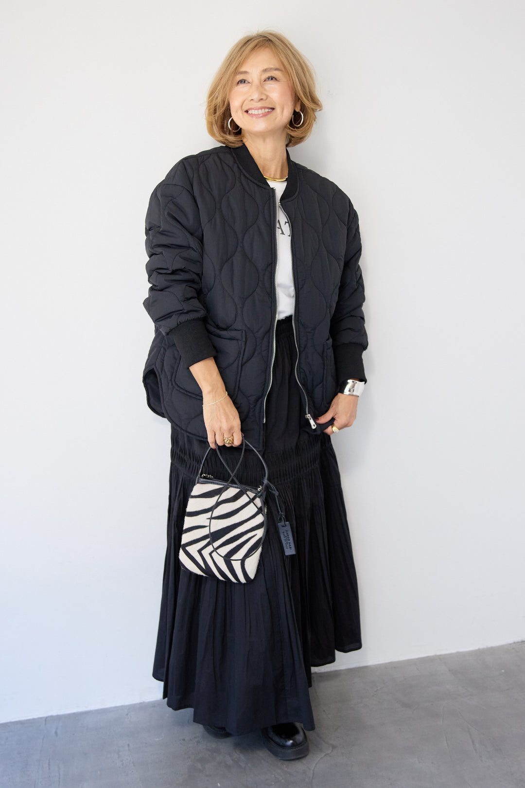 クラフトピンタック・マキシティアードスカート