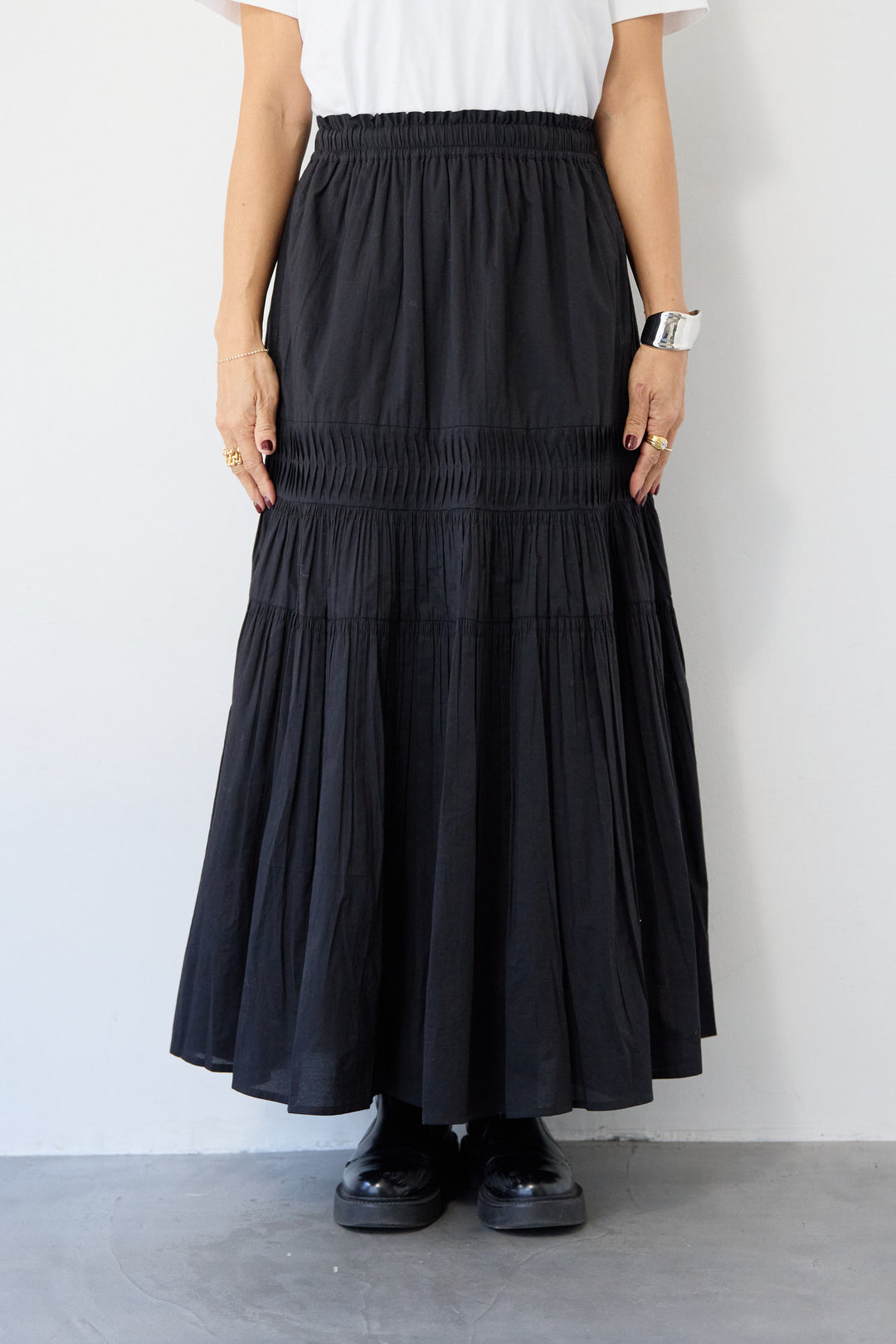 キャンブリックタックギャザースカート