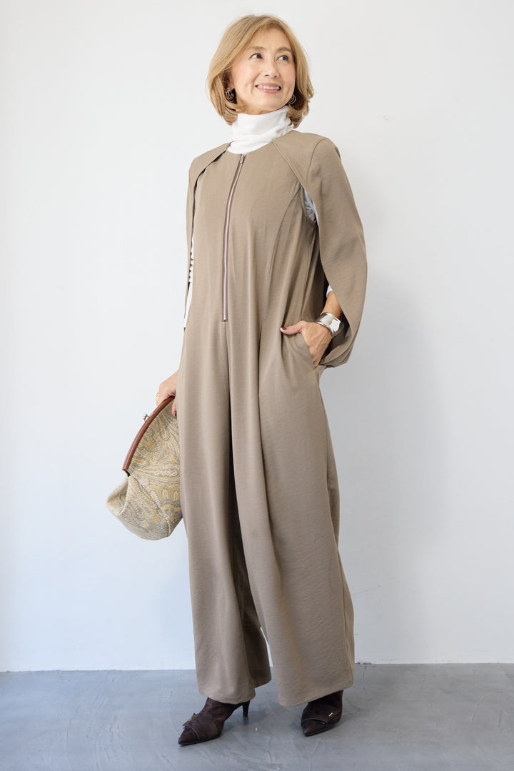 [SET]ケープマントオールインワン+ふんわり裏起毛タートルネック(2set)