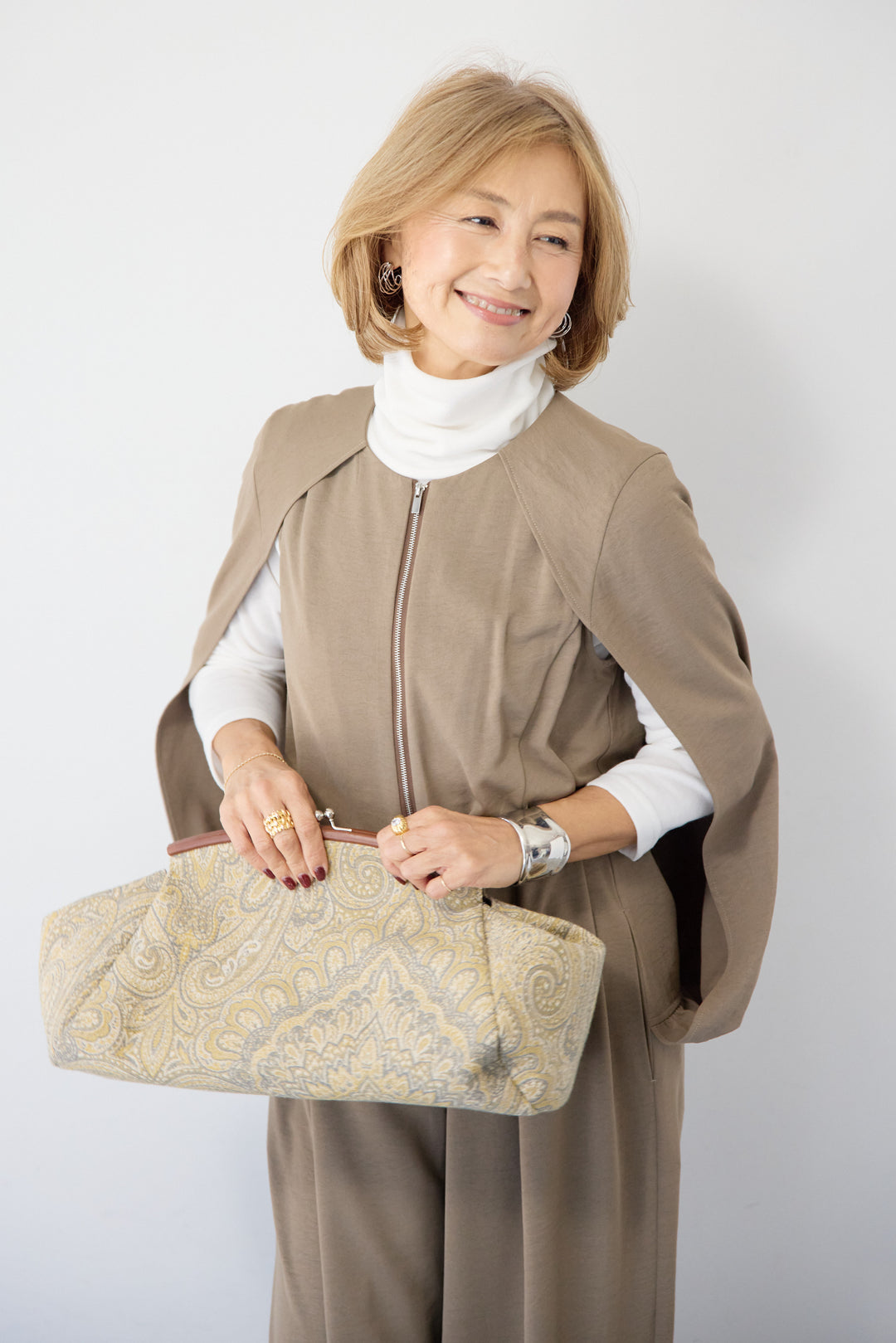 [SET]ケープマントオールインワン+ふんわり裏起毛タートルネック(2set)