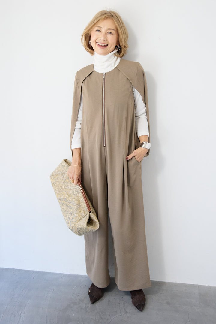 [SET]ケープマントオールインワン+ふんわり裏起毛タートルネック(2set)