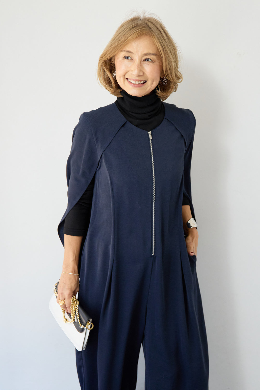 [SET]ケープマントオールインワン+ふんわり裏起毛タートルネック(2set)