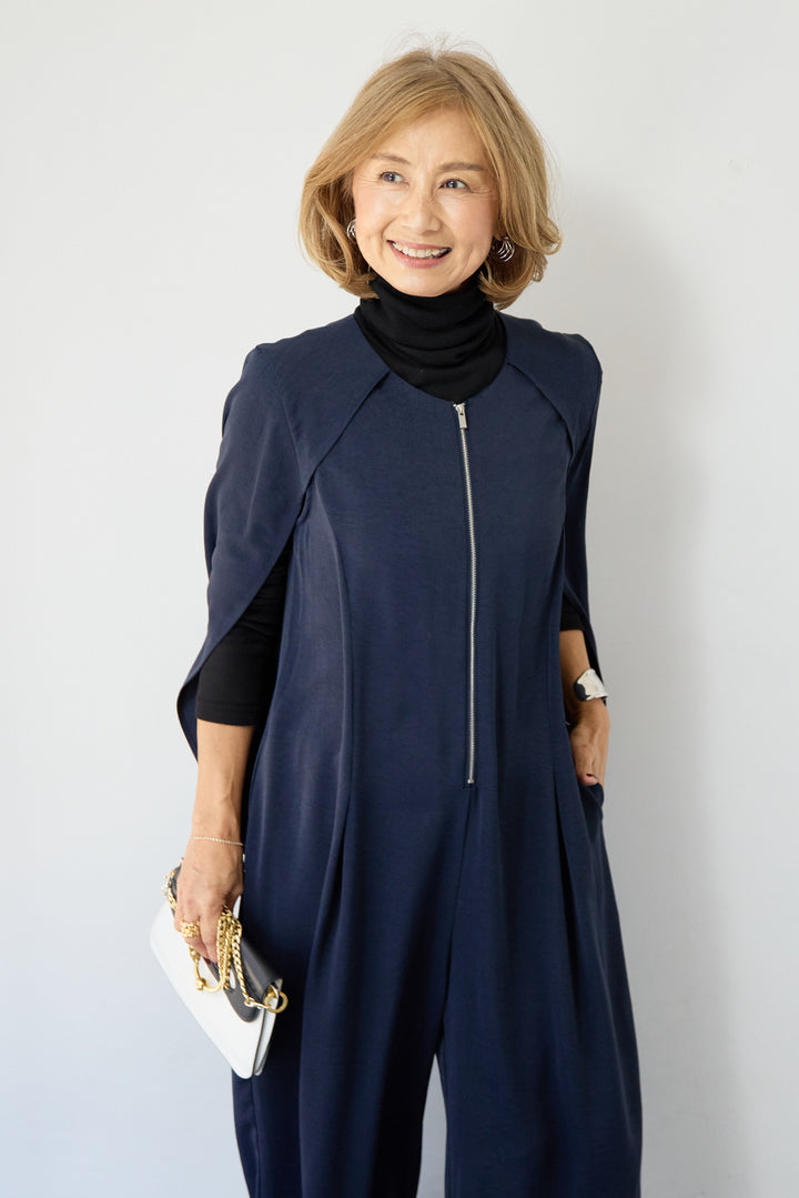 [SET]ケープマントオールインワン+ふんわり裏起毛タートルネック(2set)