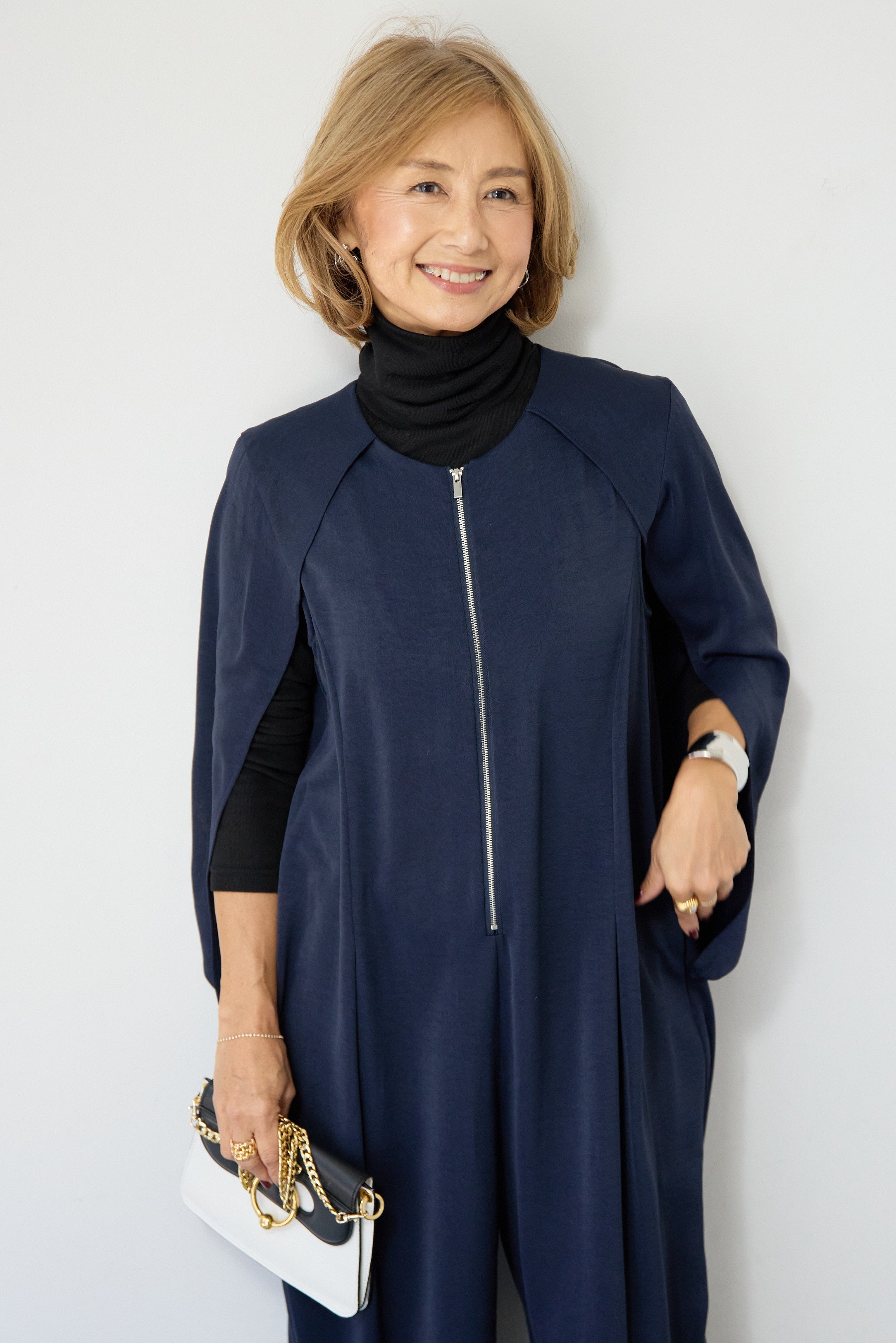 SET]ケープマントオールインワン+ふんわり裏起毛タートルネック(2set