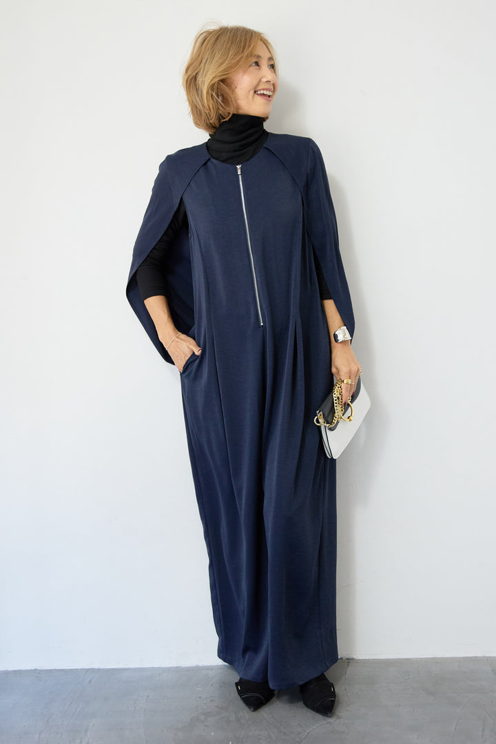 [SET]ケープマントオールインワン+ふんわり裏起毛タートルネック(2set)