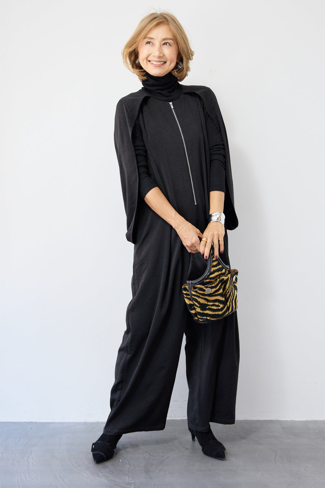 [SET]ケープマントオールインワン+ふんわり裏起毛タートルネック(2set)