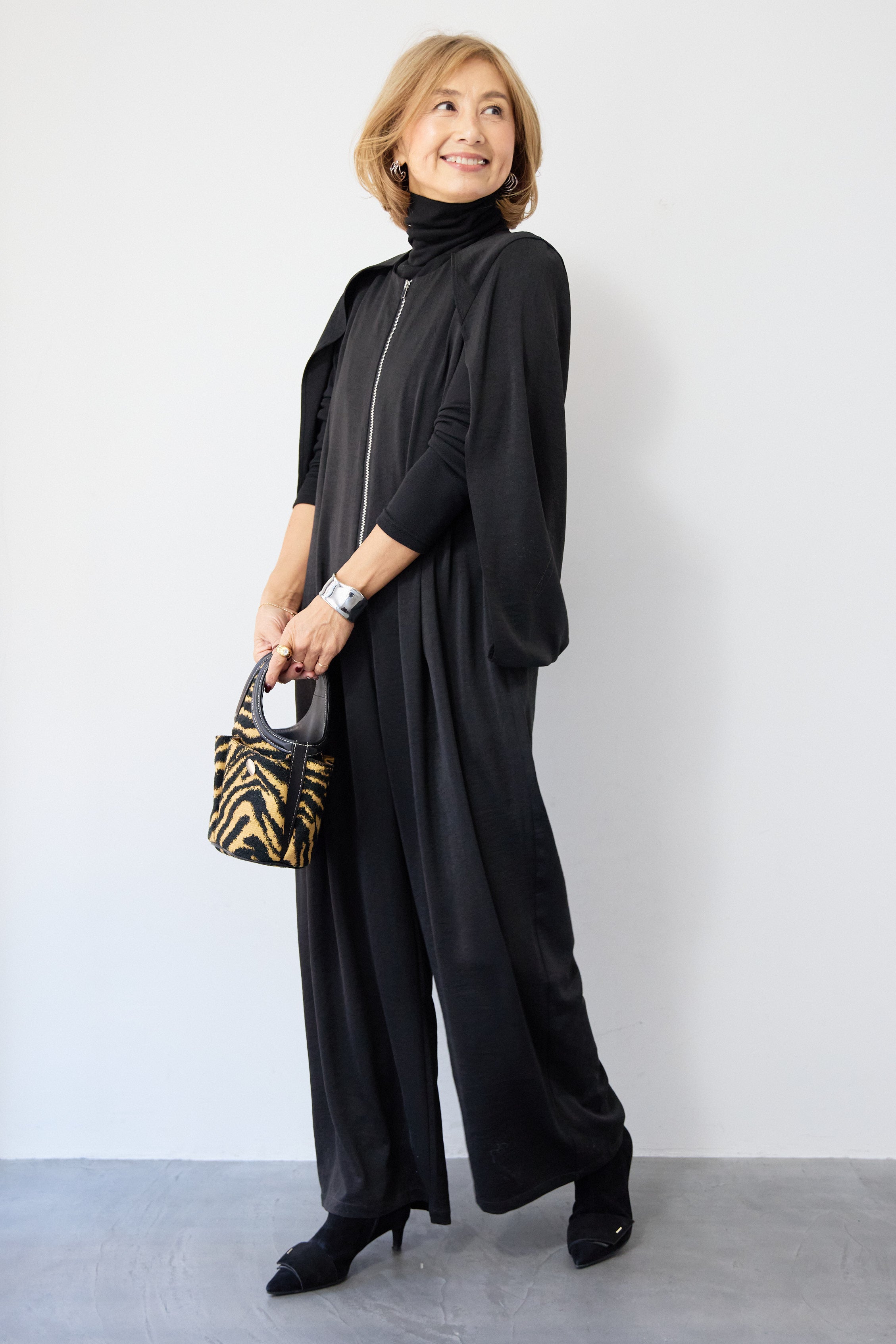 SET]ケープマントオールインワン+ふんわり裏起毛タートルネック(2set