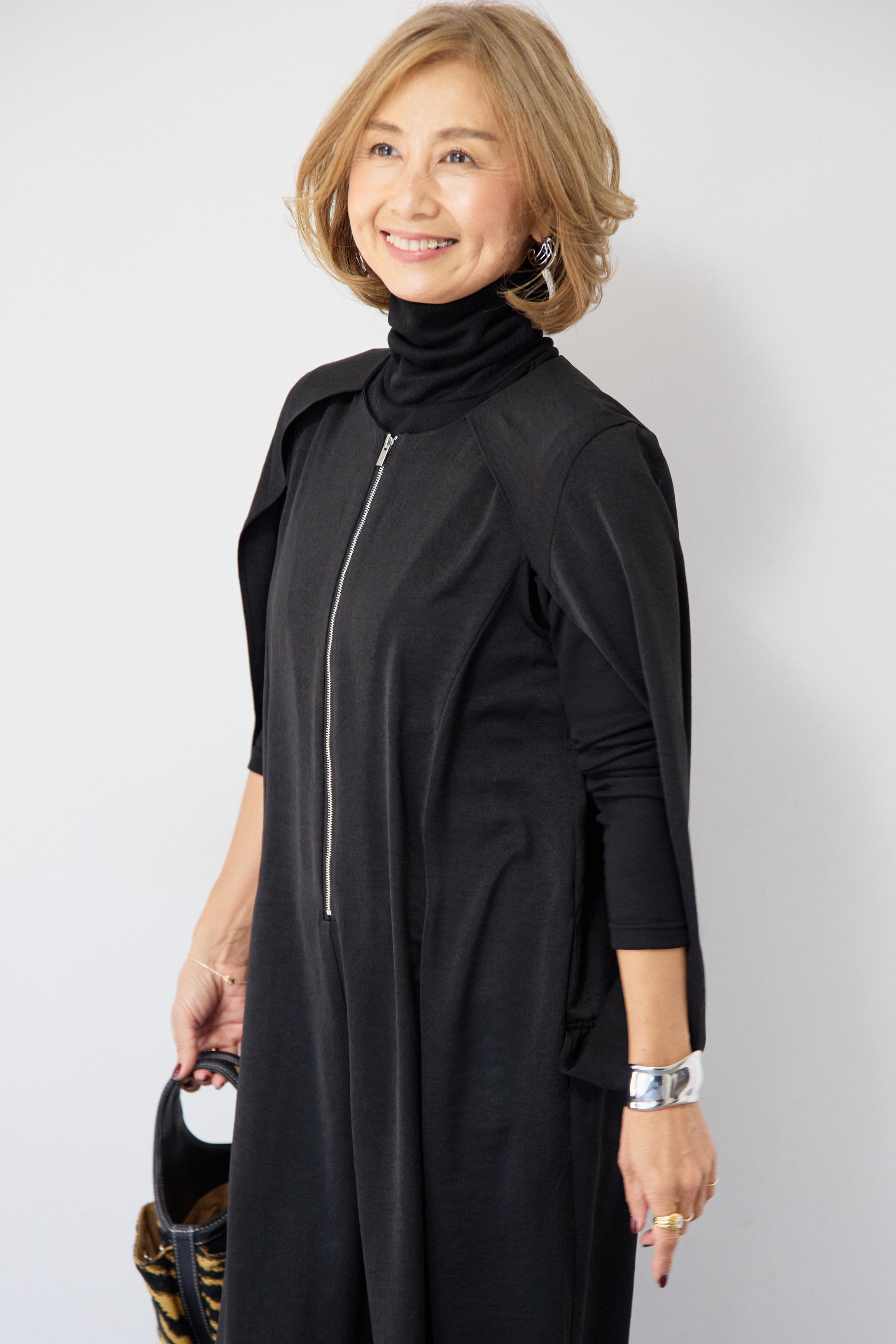 SET]ケープマントオールインワン+ふんわり裏起毛タートルネック(2set