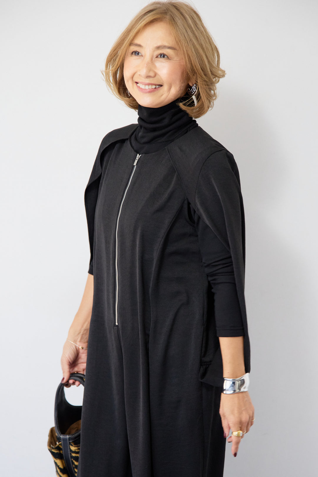 [SET]ケープマントオールインワン+ふんわり裏起毛タートルネック(2set)