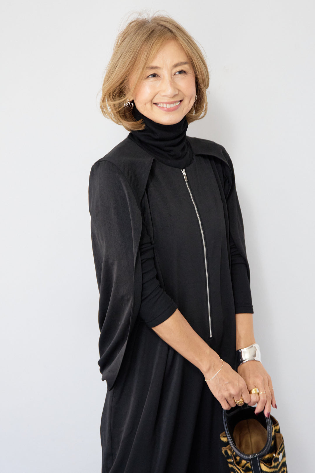 [SET]ケープマントオールインワン+ふんわり裏起毛タートルネック(2set)