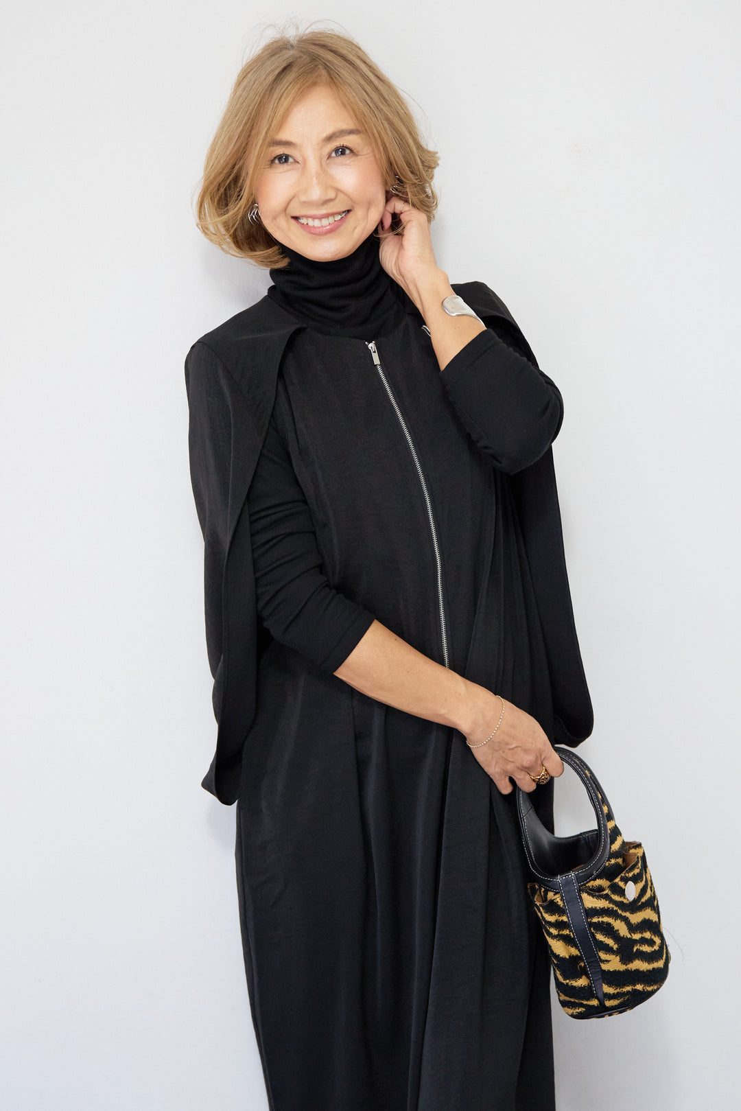 [SET]ケープマントオールインワン+ふんわり裏起毛タートルネック(2set)