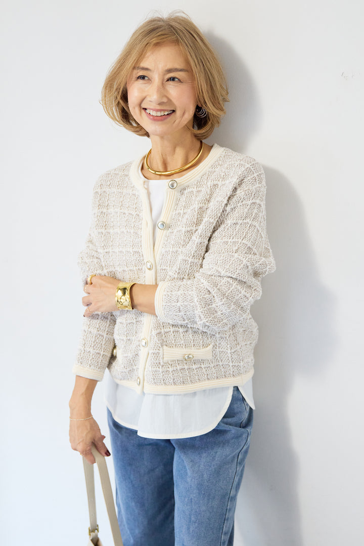 異素材コンビ  ノースリーブプルオーバー