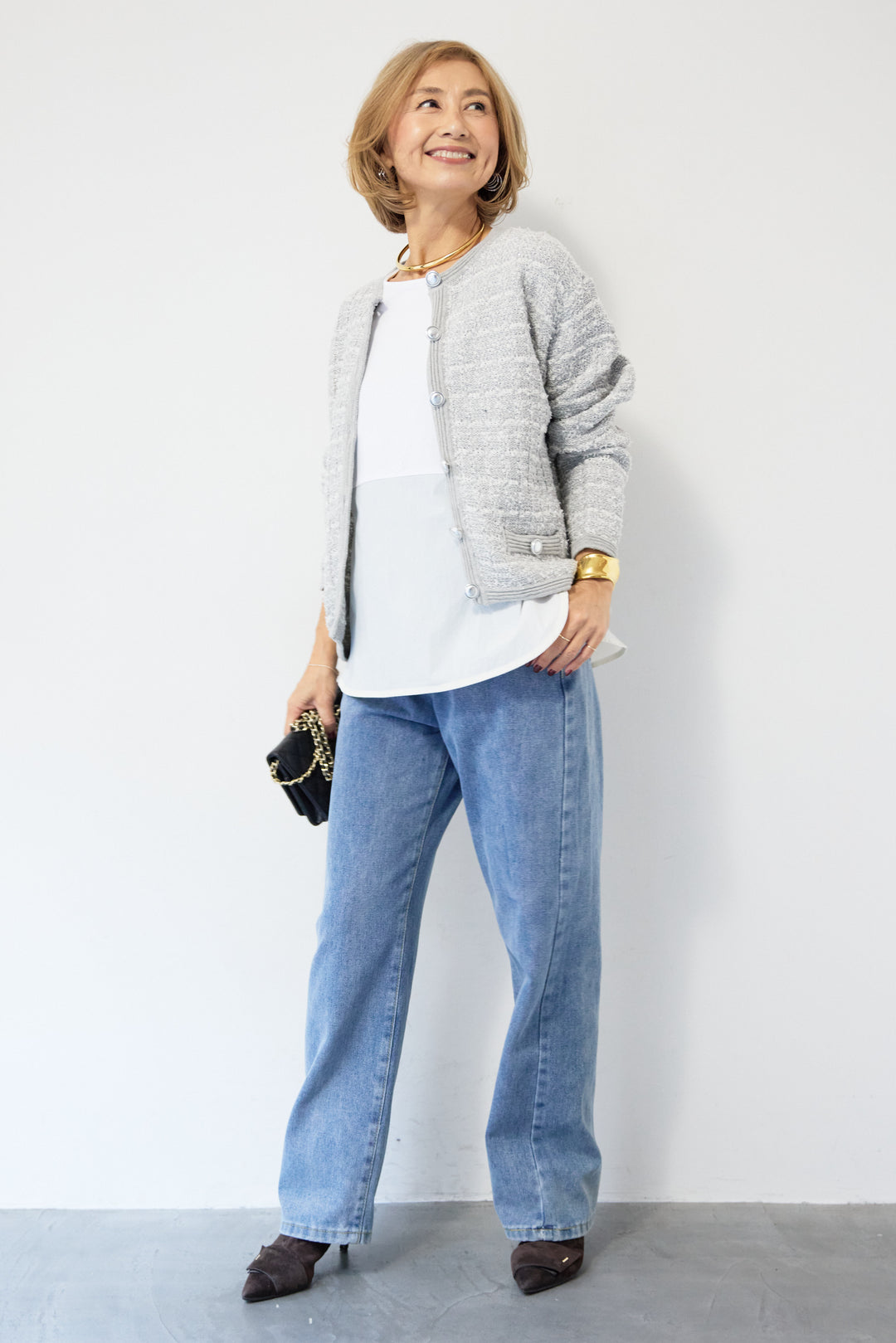 異素材コンビ  ノースリーブプルオーバー