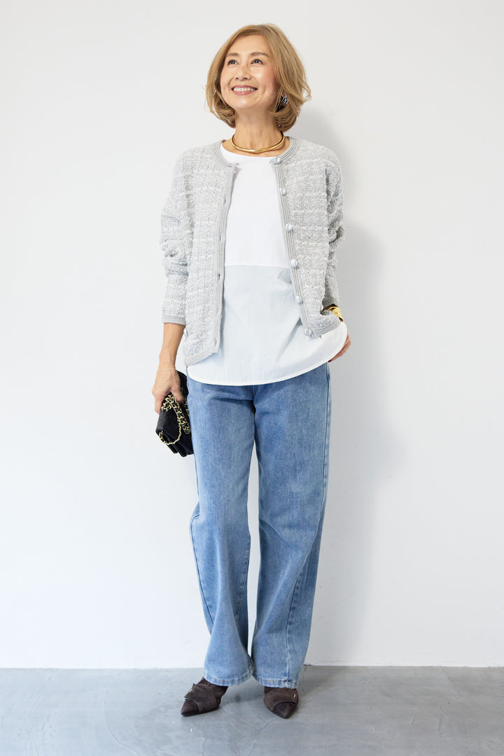 異素材コンビ  ノースリーブプルオーバー