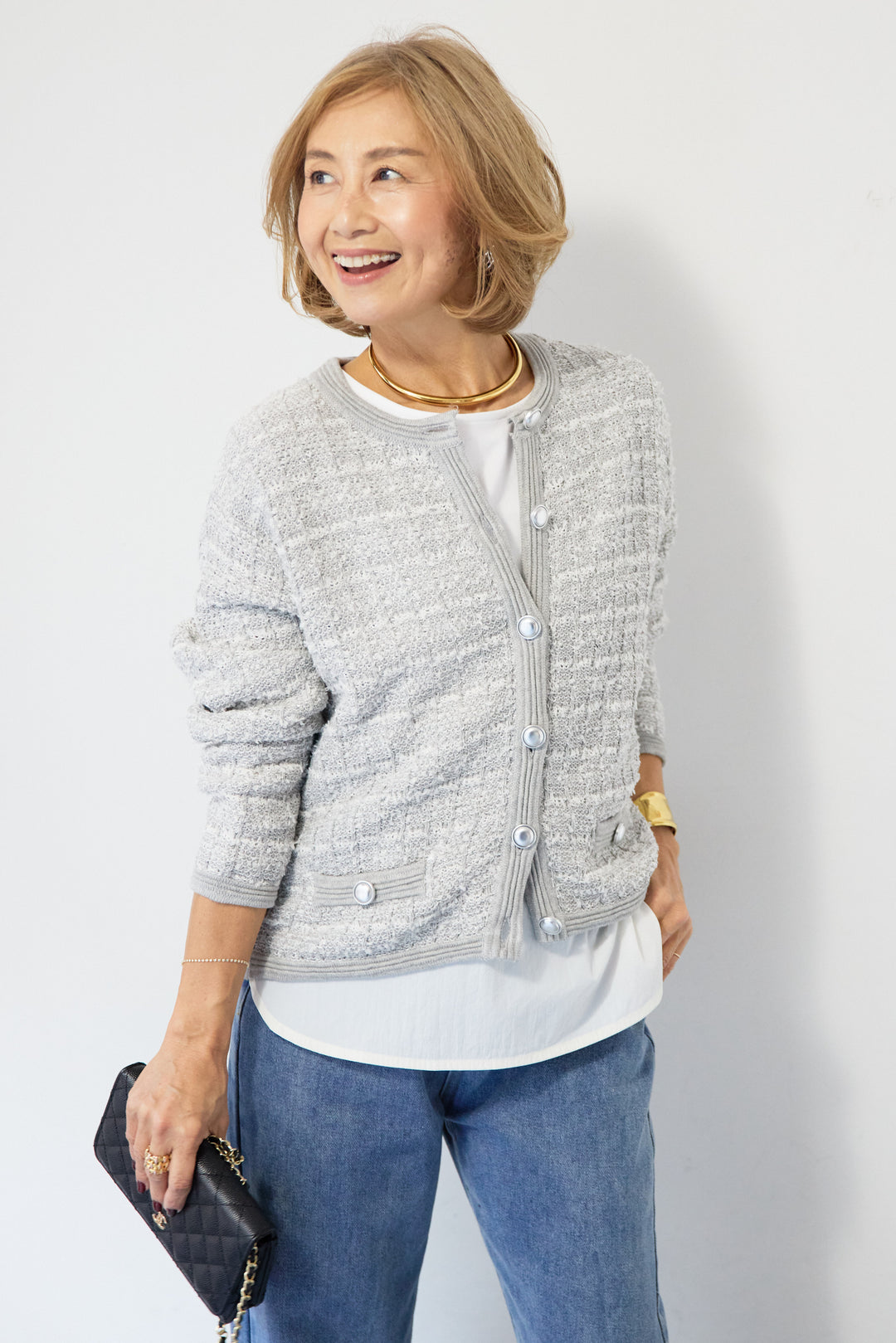 異素材コンビ  ノースリーブプルオーバー