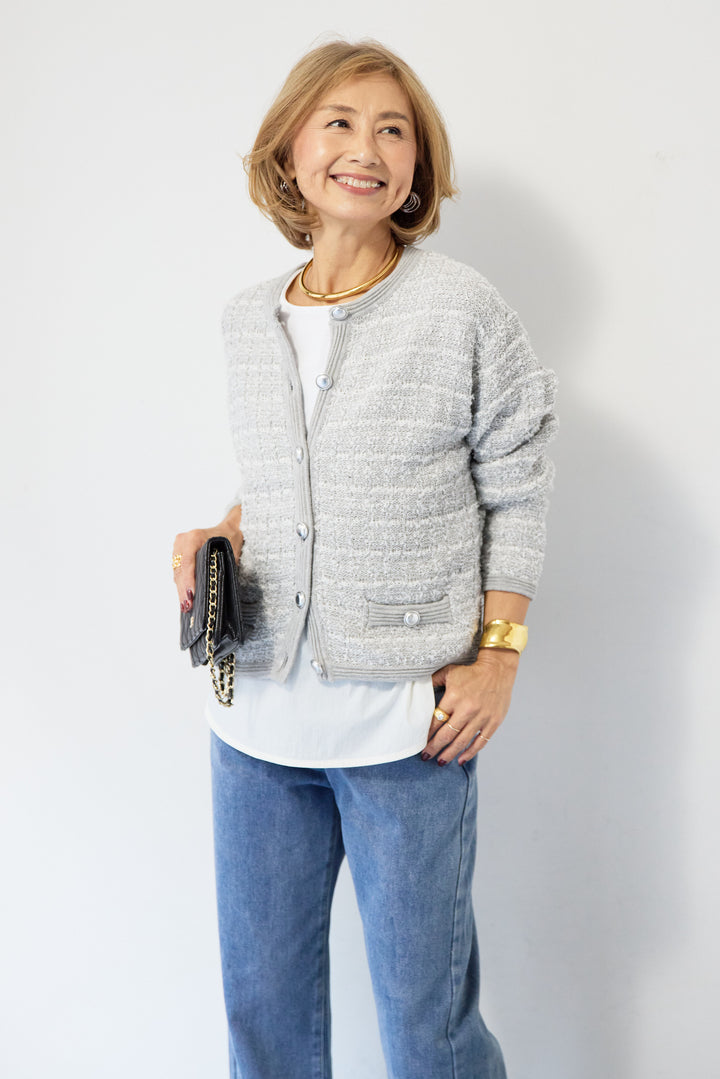 異素材コンビ  ノースリーブプルオーバー