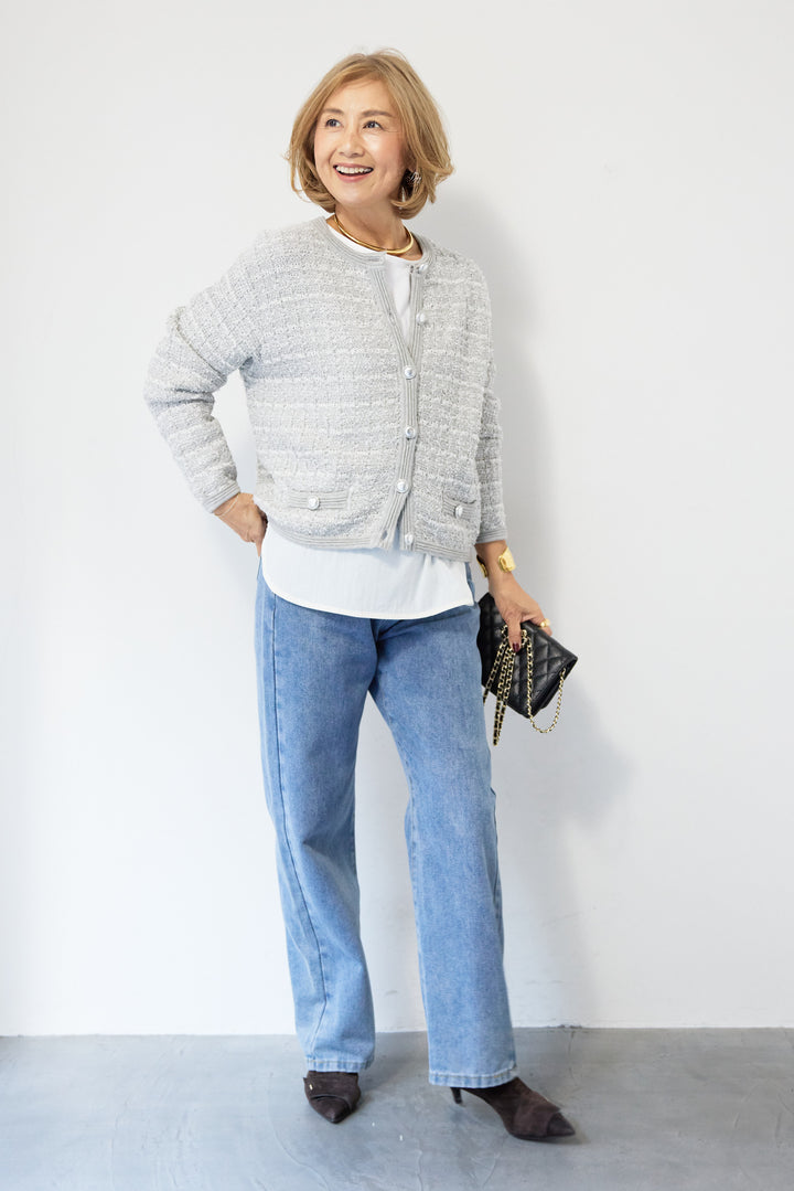 異素材コンビ  ノースリーブプルオーバー