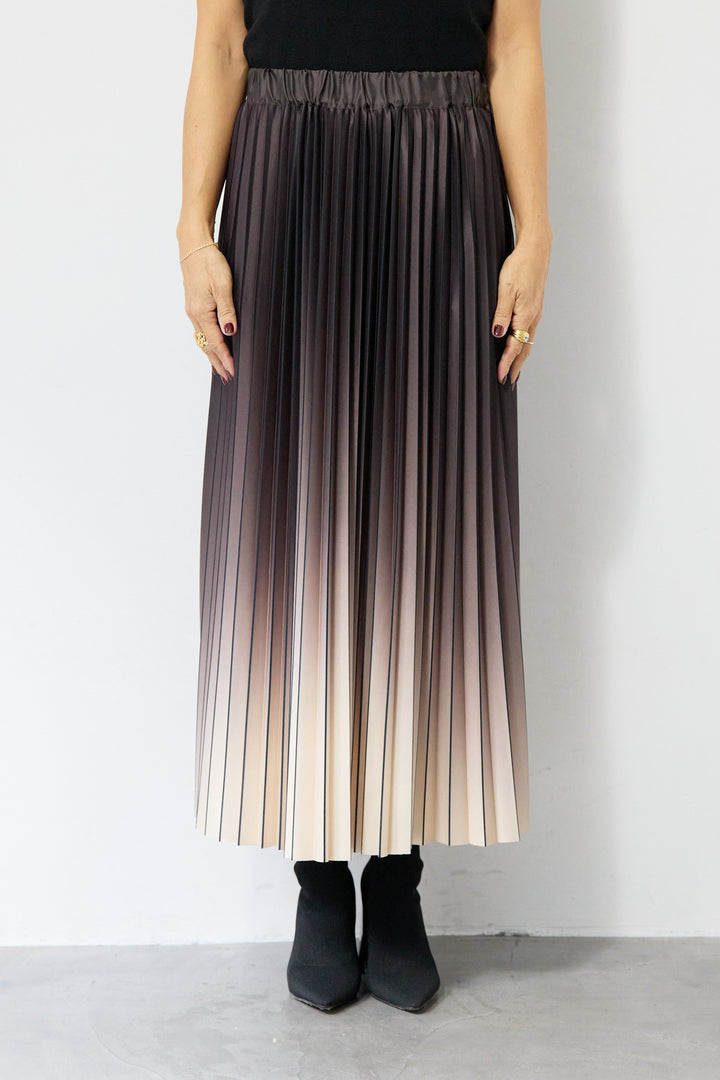 [SET]2WAYレイヤードニット+グラデーションロングプリーツスカート(2set)