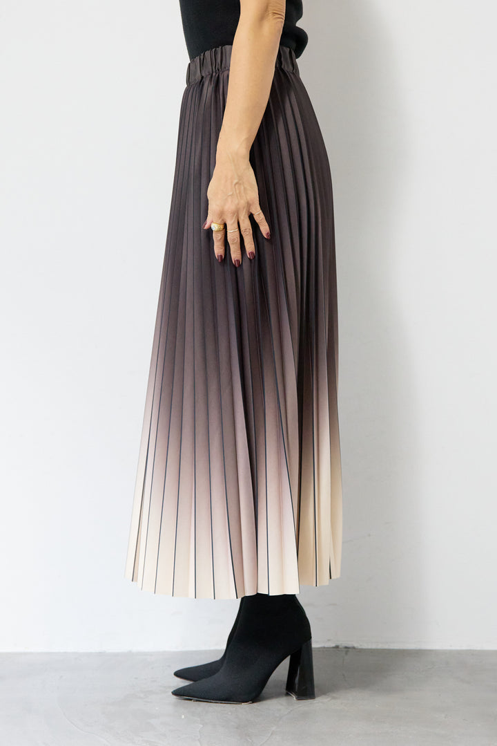 [SET]2WAYレイヤードニット+グラデーションロングプリーツスカート(2set)