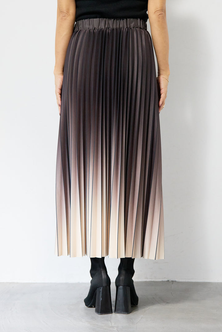 [SET]2WAYレイヤードニット+グラデーションロングプリーツスカート(2set)