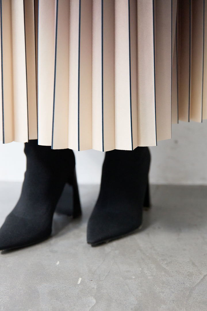 [SET]2WAYレイヤードニット+グラデーションロングプリーツスカート(2set)