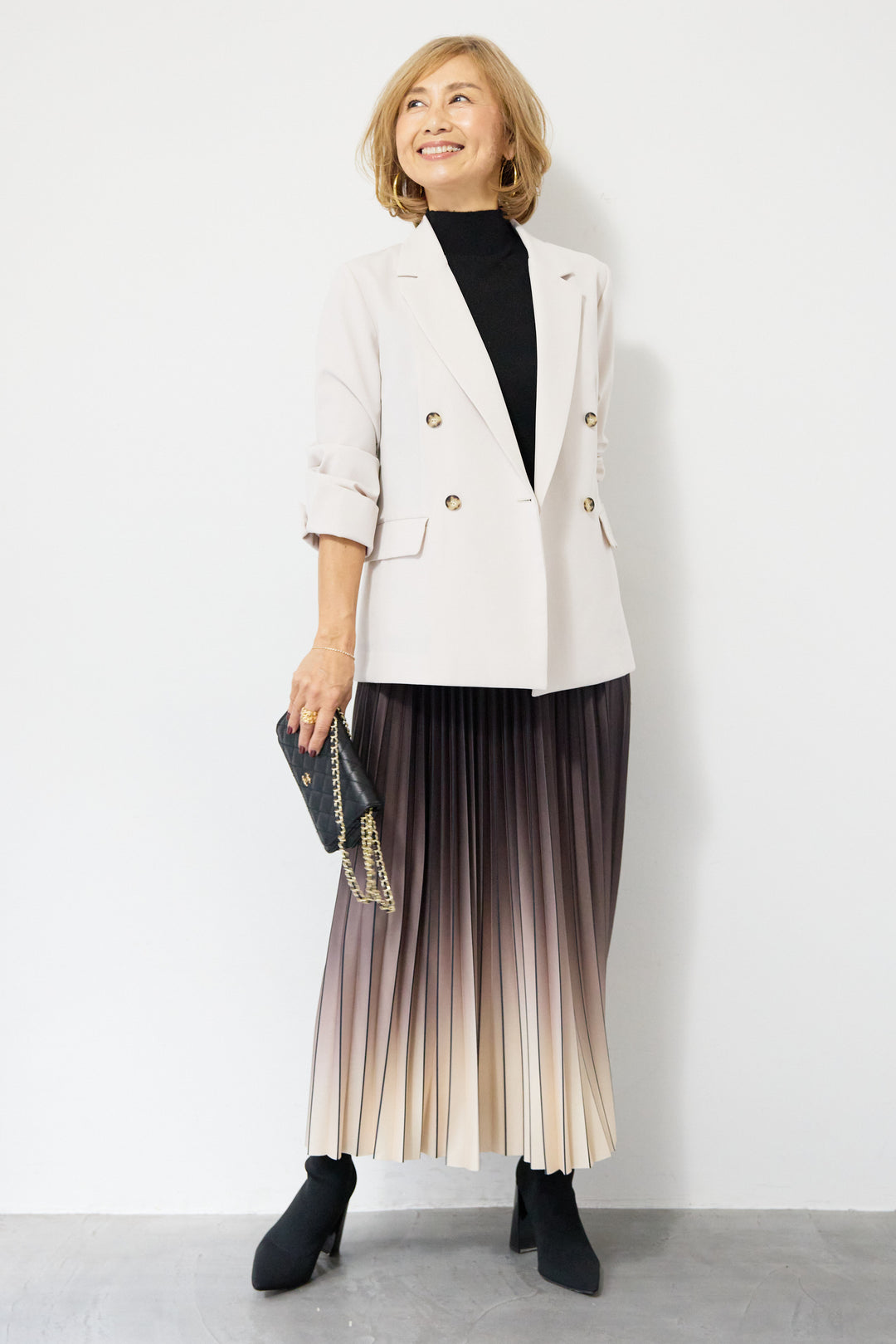 グラデーションロングプリーツスカート