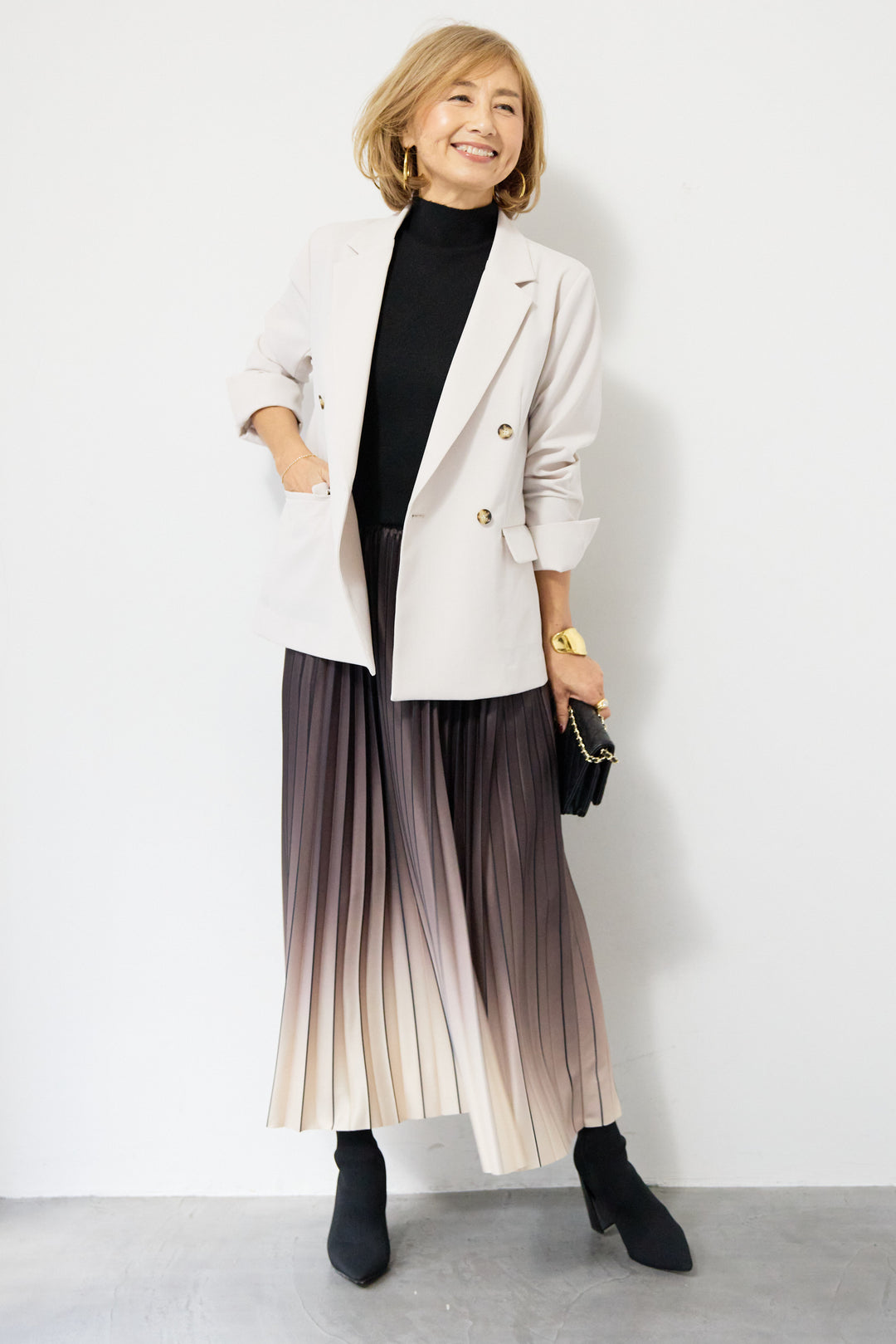 グラデーションロングプリーツスカート