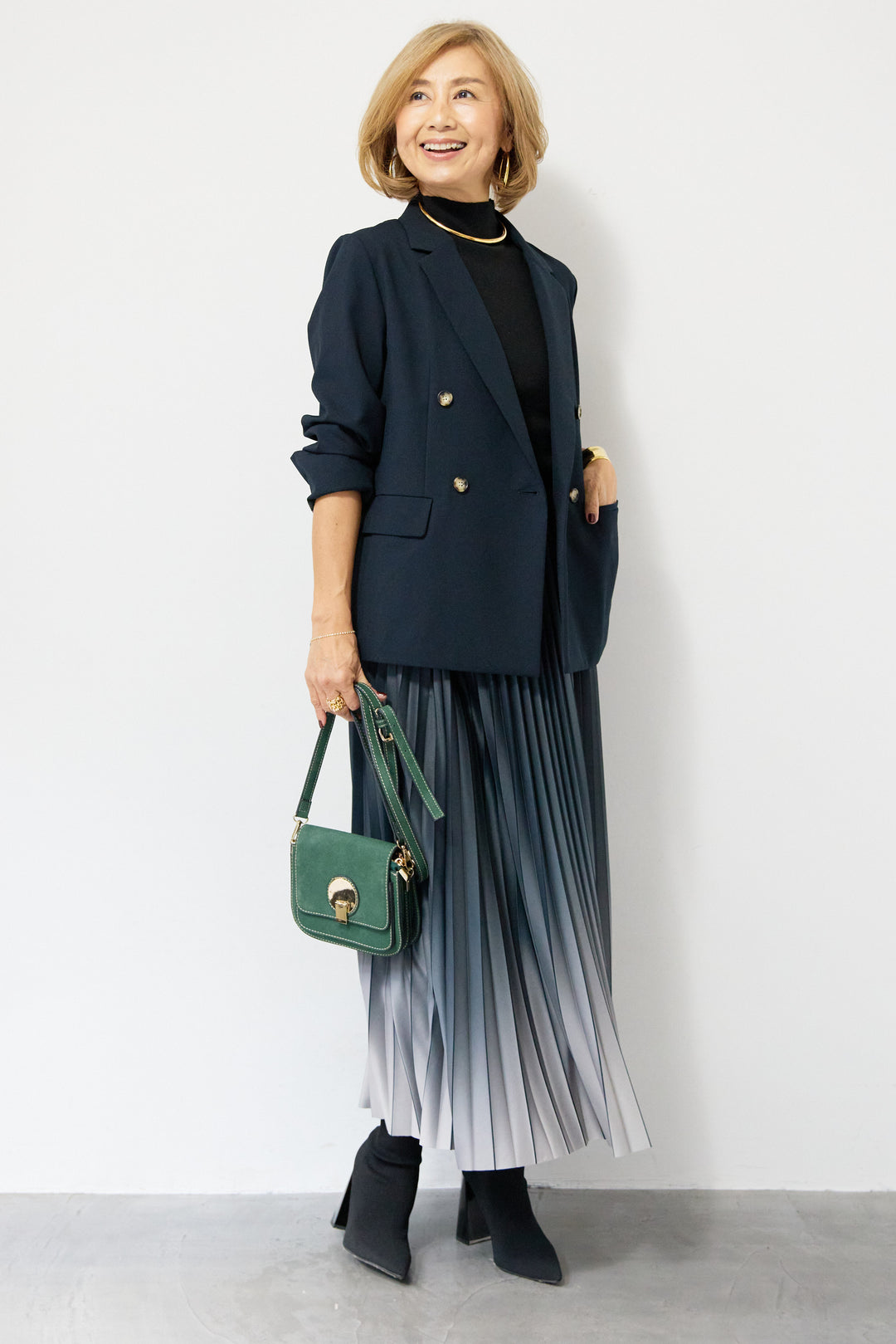 グラデーションロングプリーツスカート