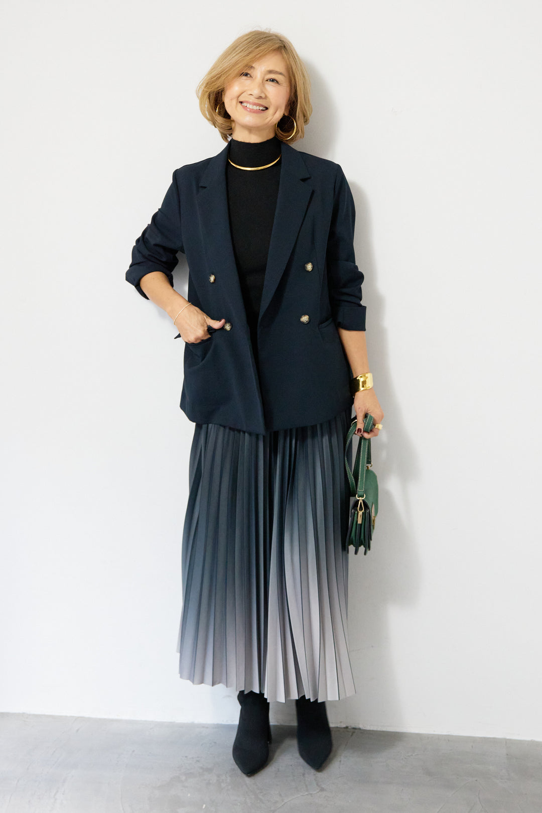 グラデーションロングプリーツスカート