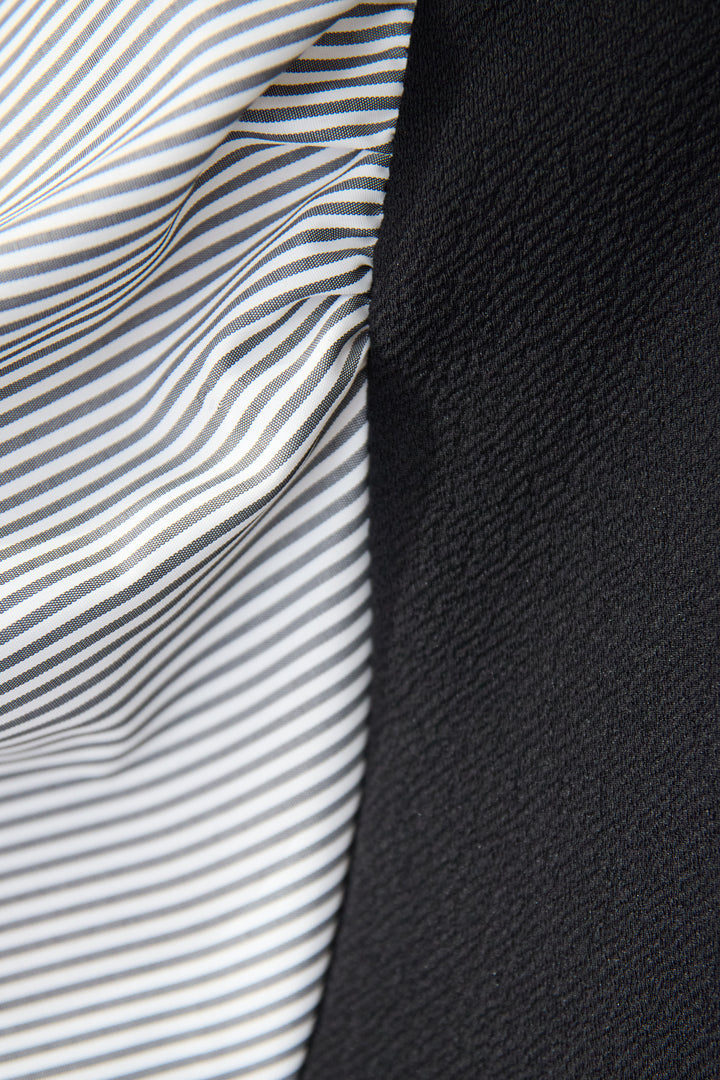 ストライプボリュームスリーブ カットワンピース