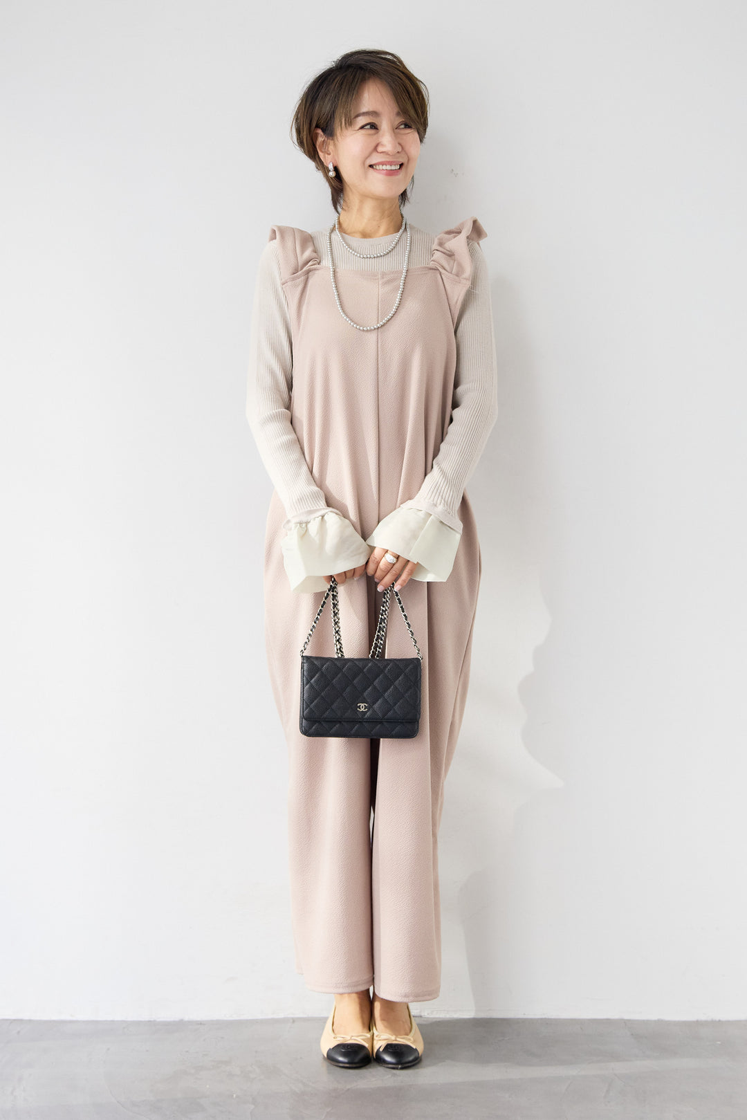 フリルショルダーオールインワン