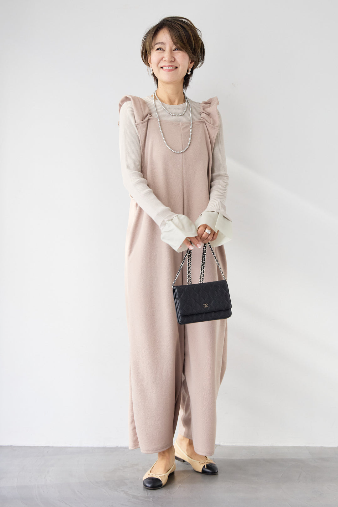 フリルショルダーオールインワン