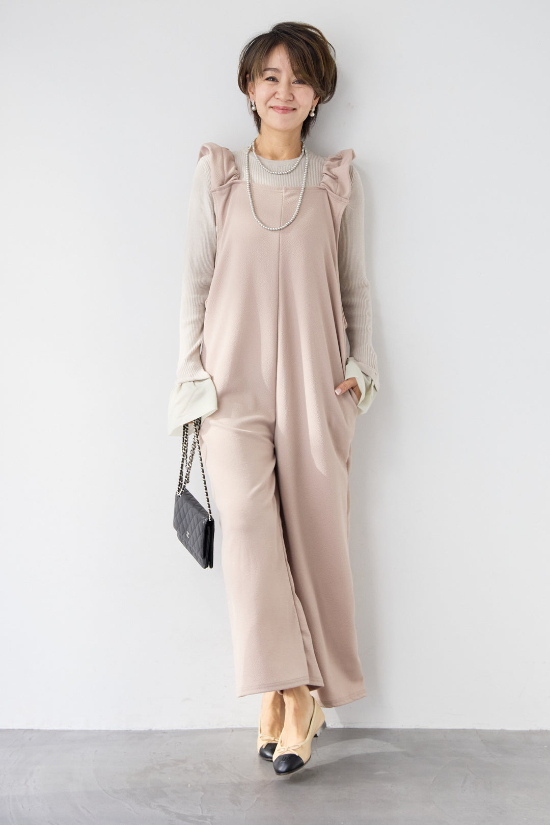 フリルショルダーオールインワン