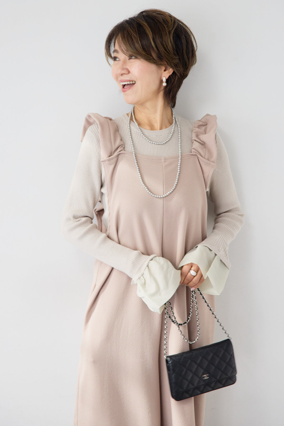 フリルショルダーオールインワン