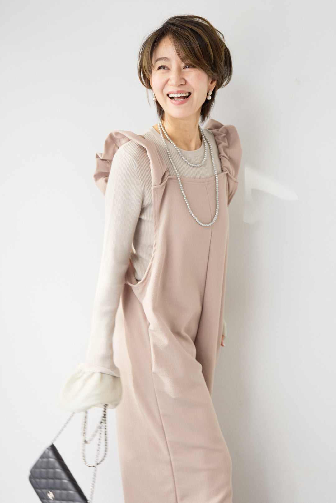 フリルショルダーオールインワン